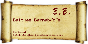 Balthes Barnabás névjegykártya